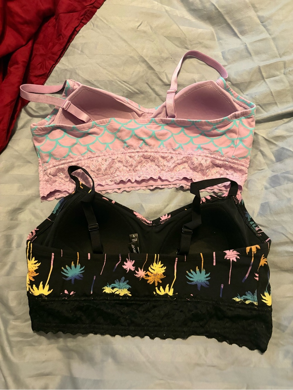 Torrid Curve size 1 bralette lounge bra set of 2 palm trees mermaid scales - Picture 2 of 6